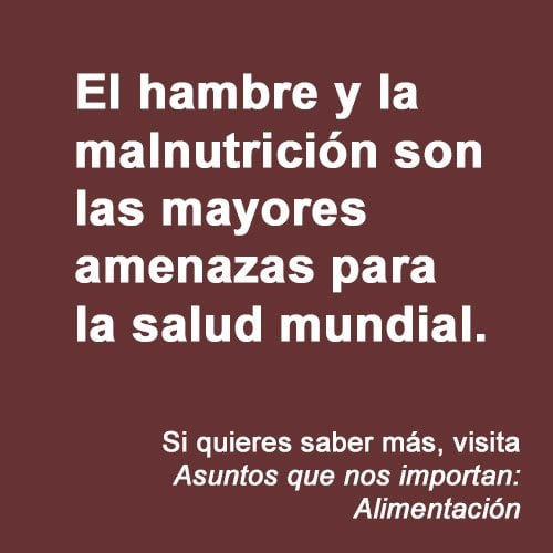 El hambre y la malnutrición son las mayores amenazas a la salud a nivel mundial. El hambre y la malnutrición son las mayores amenazas a la salud a nivel mundial.